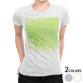 tシャツ レディース 半袖 白地 デザイン S M L XL Tシャツ ティーシャツ T shirt 002167 クール しゃぼん玉　緑