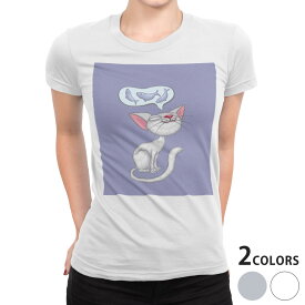 tシャツ レディース 半袖 白地 デザイン S M L XL Tシャツ ティーシャツ T shirt 002763 アニマル 猫　キャラクター　動物