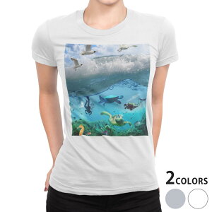 tシャツ レディース 半袖 白地 デザイン S M L XL Tシャツ ティーシャツ T shirt 003379 写真・風景 クール 海　空　写真