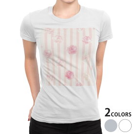 tシャツ レディース 半袖 白地 デザイン S M L XL Tシャツ ティーシャツ T shirt 003392 ラブリー ユニーク ラグジュアリー 花　ボーダー　ガーリー