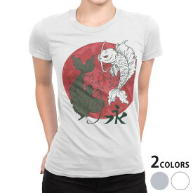 tシャツ レディース 半袖 白地 デザイン S M L XL Tシャツ ティーシャツ T shirt 026178 鯉　日本　和　魚