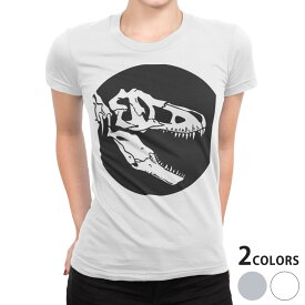 tシャツ レディース 半袖 白地 デザイン S M L XL Tシャツ ティーシャツ T shirt 026184 怪獣　恐竜　骨