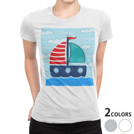 tシャツ レディース 半袖 白地 デザイン S M L XL Tシャツ ティーシャツ T shirt 026216 海　ヨット　ボート