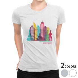 tシャツ レディース 半袖 白地 デザイン S M L XL Tシャツ ティーシャツ T shirt 031768 バンコク 仏像 タイ