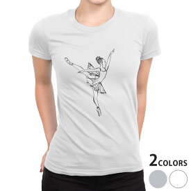 tシャツ レディース 半袖 白地 デザイン S M L XL Tシャツ ティーシャツ T shirt 032113 バレエ イラスト シンプル