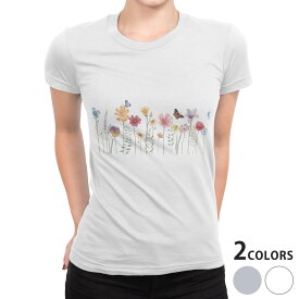 tシャツ レディース 半袖 白地 デザイン S M L XL Tシャツ ティーシャツ T shirt 032215 フラワー