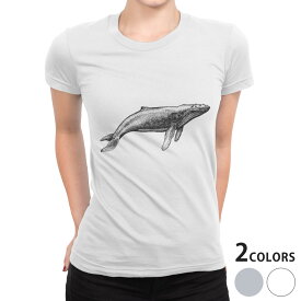 tシャツ レディース 半袖 白地 デザイン S M L XL Tシャツ ティーシャツ T shirt 032232 鯨