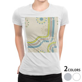 tシャツ レディース 半袖 白地 デザイン S M L XL Tシャツ ティーシャツ T shirt 004656 フラワー ラブリー 花　ボーダー　シンプル
