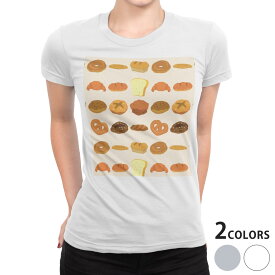 tシャツ レディース 半袖 白地 デザイン S M L XL Tシャツ ティーシャツ T shirt 004809 ユニーク 食べ物　パン　イラスト