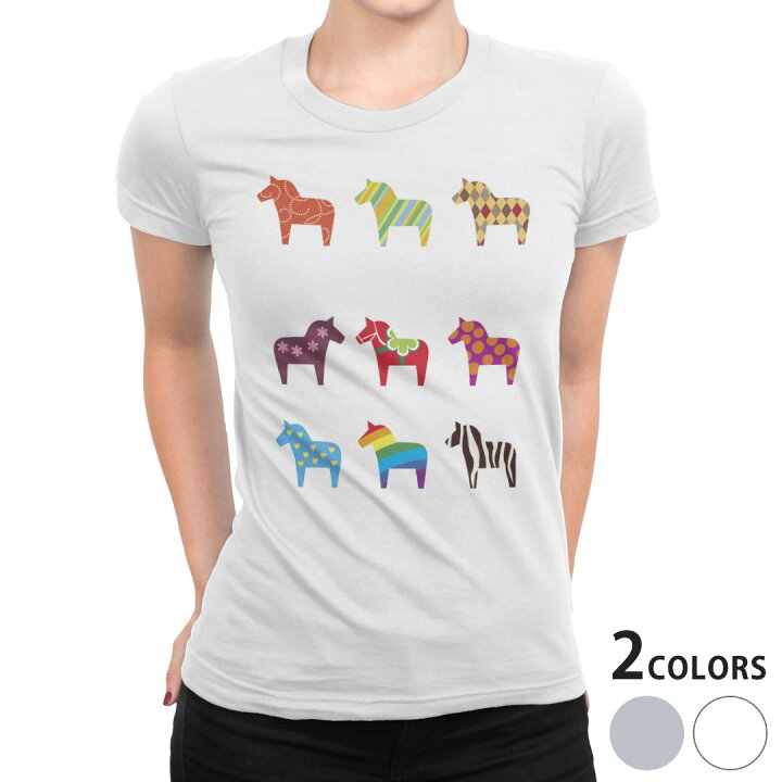 楽天市場 Tシャツ レディース 半袖 白地 デザイン S M L Xl Tシャツ ティーシャツ T Shirt スポーツ 馬 ペガサス イラスト Kabeコレ