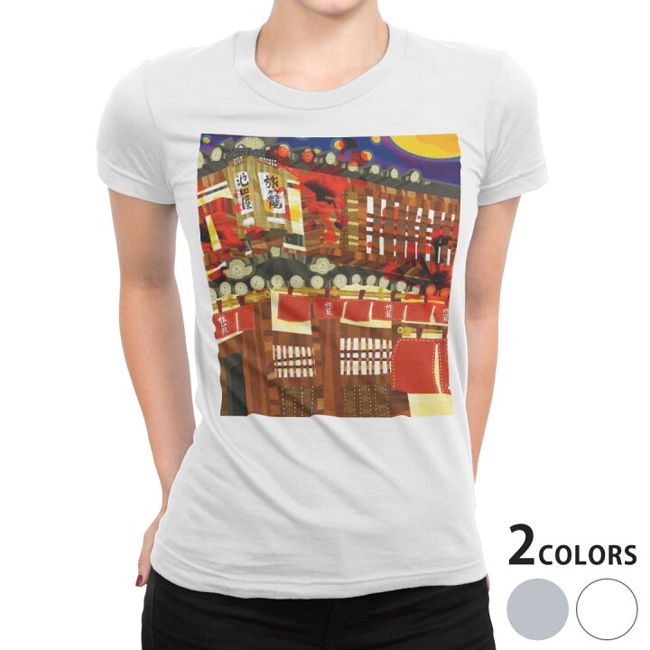 楽天市場 Tシャツ レディース 半袖 白地 デザイン S M L Xl Tシャツ ティーシャツ T Shirt 写真 風景 池田屋 イラスト 赤 Kabeコレ
