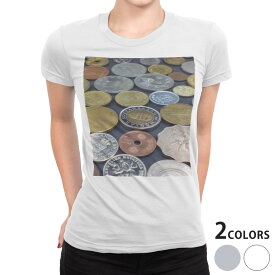 tシャツ レディース 半袖 白地 デザイン S M L XL Tシャツ ティーシャツ T shirt 005825 ユニーク 写真　お金　コイン