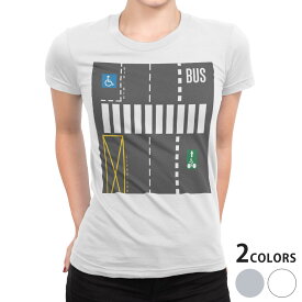 tシャツ レディース 半袖 白地 デザイン S M L XL Tシャツ ティーシャツ T shirt 005863 ユニーク 車道　道路