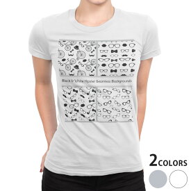tシャツ レディース 半袖 白地 デザイン S M L XL Tシャツ ティーシャツ T shirt 006787 ユニーク 眼鏡　髭　模様