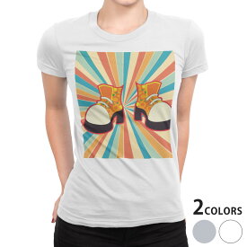 tシャツ レディース 半袖 白地 デザイン S M L XL Tシャツ ティーシャツ T shirt 007373 ユニーク 靴　イラスト　カラフル