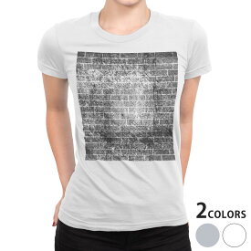 tシャツ レディース 半袖 白地 デザイン S M L XL Tシャツ ティーシャツ T shirt 007683 クール レンガ　モノクロ　インク　ペンキ