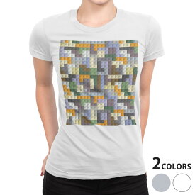tシャツ レディース 半袖 白地 デザイン S M L XL Tシャツ ティーシャツ T shirt 007788 チェック・ボーダー カラフル　模様　レゴ　ドット