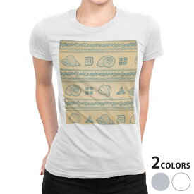tシャツ レディース 半袖 白地 デザイン S M L XL Tシャツ ティーシャツ T shirt 007913 ユニーク 貝殻　模様　イラスト　青　ブルー