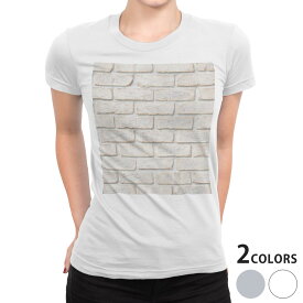 tシャツ レディース 半袖 白地 デザイン S M L XL Tシャツ ティーシャツ T shirt 009226 シンプル　レンガ
