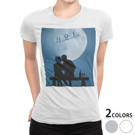 tシャツ レディース 半袖 白地 デザイン S M L XL Tシャツ ティーシャツ T shirt 009993 人物　空　月