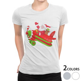 tシャツ レディース 半袖 白地 デザイン S M L XL Tシャツ ティーシャツ T shirt 010009 クリスマス　サンタ　キャラクター