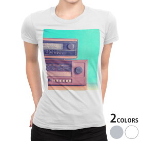 tシャツ レディース 半袖 白地 デザイン S M L XL Tシャツ ティーシャツ T shirt 010219 レトロ　写真　ラジオ