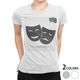 tシャツ レディース 半袖 白地 デザイン S M L XL Tシャツ ティーシャツ T shirt 010308 仮面　黒