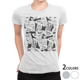 tシャツ レディース 半袖 白地 デザイン S M L XL Tシャツ ティーシャツ T shirt 010395 外国　英語　イラスト