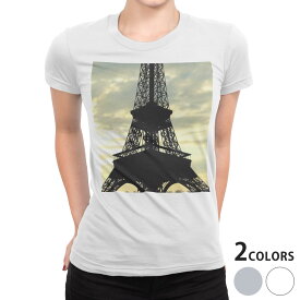 tシャツ レディース 半袖 白地 デザイン S M L XL Tシャツ ティーシャツ T shirt 010518 写真　タワー　景色