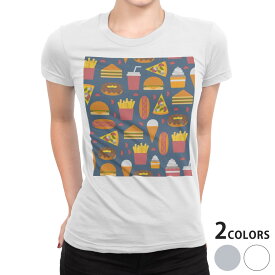 tシャツ レディース 半袖 白地 デザイン S M L XL Tシャツ ティーシャツ T shirt 010585 食べ物　ポテト　ドーナツ