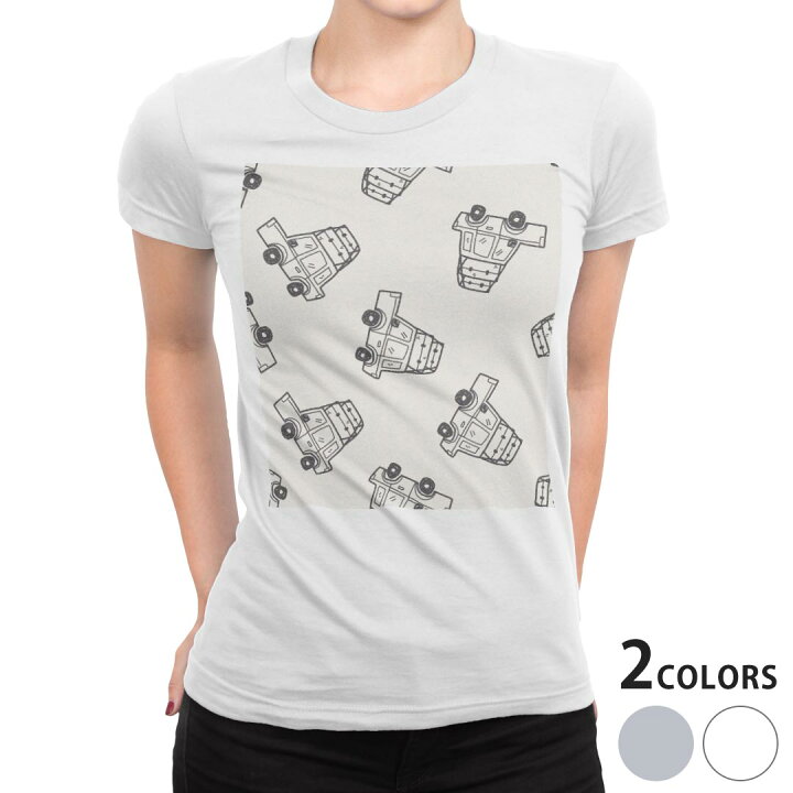 楽天市場 Tシャツ レディース 半袖 白地 デザイン S M L Xl Tシャツ ティーシャツ T Shirt 車 イラスト 白 Kabeコレ