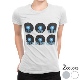 tシャツ レディース 半袖 白地 デザイン S M L XL Tシャツ ティーシャツ T shirt 010879 レコード　音楽　ミュージック