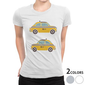 tシャツ レディース 半袖 白地 デザイン S M L XL Tシャツ ティーシャツ T shirt 011046 車　タクシー　乗り物