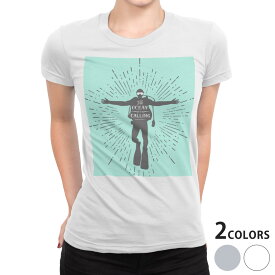 tシャツ レディース 半袖 白地 デザイン S M L XL Tシャツ ティーシャツ T shirt 011165 海　ダイビング　夏