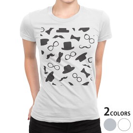 tシャツ レディース 半袖 白地 デザイン S M L XL Tシャツ ティーシャツ T shirt 011355 帽子　めがね　ひげ