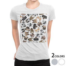 tシャツ レディース 半袖 白地 デザイン S M L XL Tシャツ ティーシャツ T shirt 011618 動物　アニマル　犬