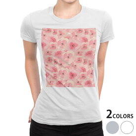 tシャツ レディース 半袖 白地 デザイン S M L XL Tシャツ ティーシャツ T shirt 012157 花　花柄　ピンク