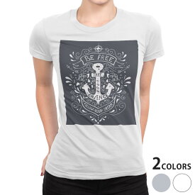 tシャツ レディース 半袖 白地 デザイン S M L XL Tシャツ ティーシャツ T shirt 012215 いかり　ビーチ　ネイビー