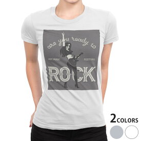 tシャツ レディース 半袖 白地 デザイン S M L XL Tシャツ ティーシャツ T shirt 012320 ロック　女性　ギター