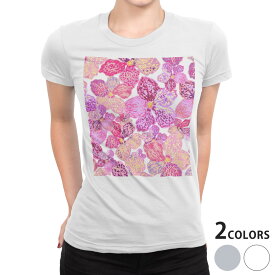 tシャツ レディース 半袖 白地 デザイン S M L XL Tシャツ ティーシャツ T shirt 012607 花　花柄　ピンク