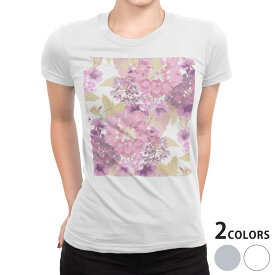 tシャツ レディース 半袖 白地 デザイン S M L XL Tシャツ ティーシャツ T shirt 012612 花　花柄　ピンク