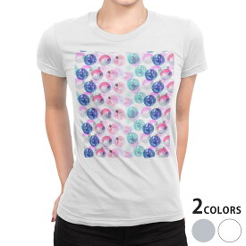 tシャツ レディース 半袖 白地 デザイン S M L XL Tシャツ ティーシャツ T shirt 012804 水玉　シャボン玉　水彩