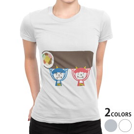 tシャツ レディース 半袖 白地 デザイン S M L XL Tシャツ ティーシャツ T shirt 012870 節分　鬼　恵方巻