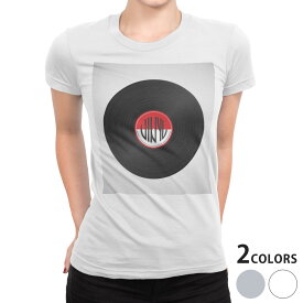 tシャツ レディース 半袖 白地 デザイン S M L XL Tシャツ ティーシャツ T shirt 012960 レコード　音楽