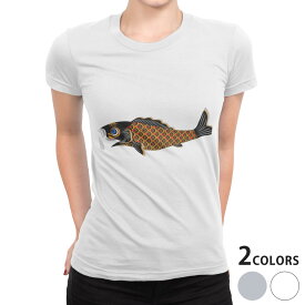 tシャツ レディース 半袖 白地 デザイン S M L XL Tシャツ ティーシャツ T shirt 013187 鯉　魚　こいのぼり