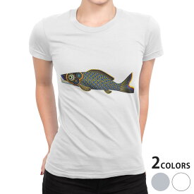 tシャツ レディース 半袖 白地 デザイン S M L XL Tシャツ ティーシャツ T shirt 013188 鯉　魚　こいのぼり