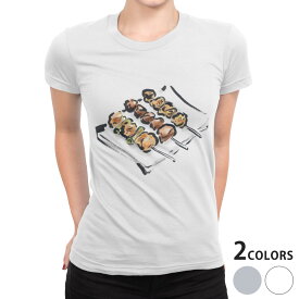 tシャツ レディース 半袖 白地 デザイン S M L XL Tシャツ ティーシャツ T shirt 013302 食べ物　絵　焼き鳥