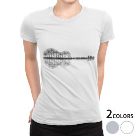 tシャツ レディース 半袖 白地 デザイン S M L XL Tシャツ ティーシャツ T shirt 013413 木　シルエット　景色