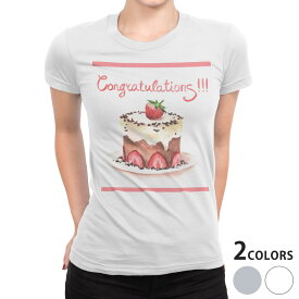 tシャツ レディース 半袖 白地 デザイン S M L XL Tシャツ ティーシャツ T shirt 013460 ケーキ　いちご　英語
