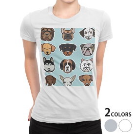 tシャツ レディース 半袖 白地 デザイン S M L XL Tシャツ ティーシャツ T shirt 014141 犬　動物　アニマル